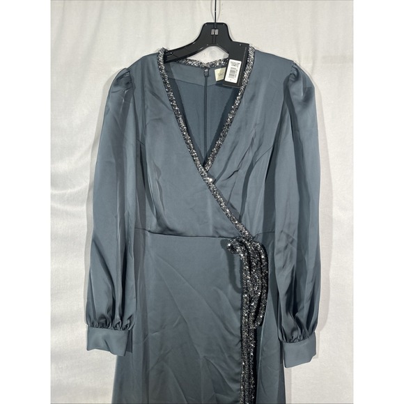 NWT $895 Sachin & Babi [ 2 ] Dorthea Satin Crepe A-line Gown in‎ Gunmetal #J1951 - Picture 9 of 13